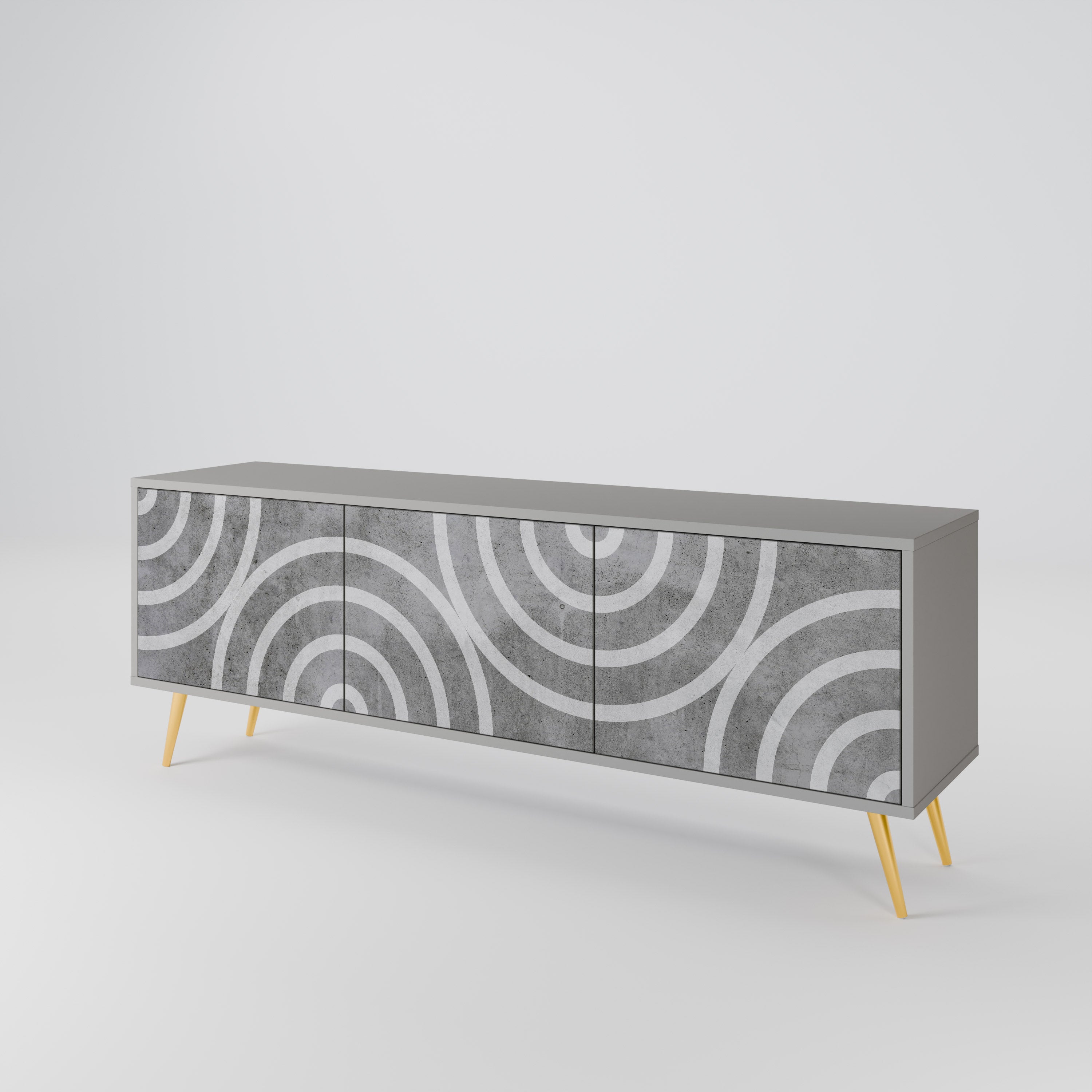 CIRCLE CONCRETE Třídveřový TV stolek