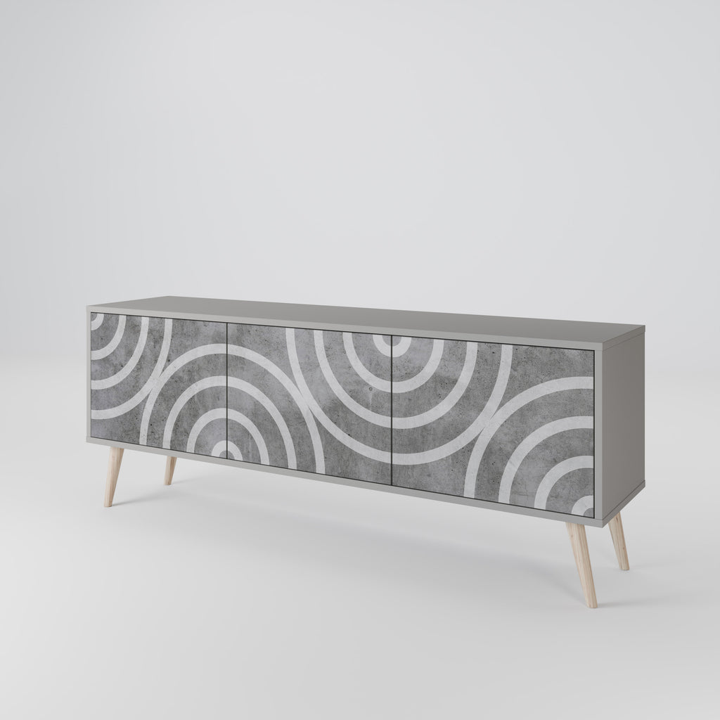 CIRCLE CONCRETE 3-Door TV Cabinet