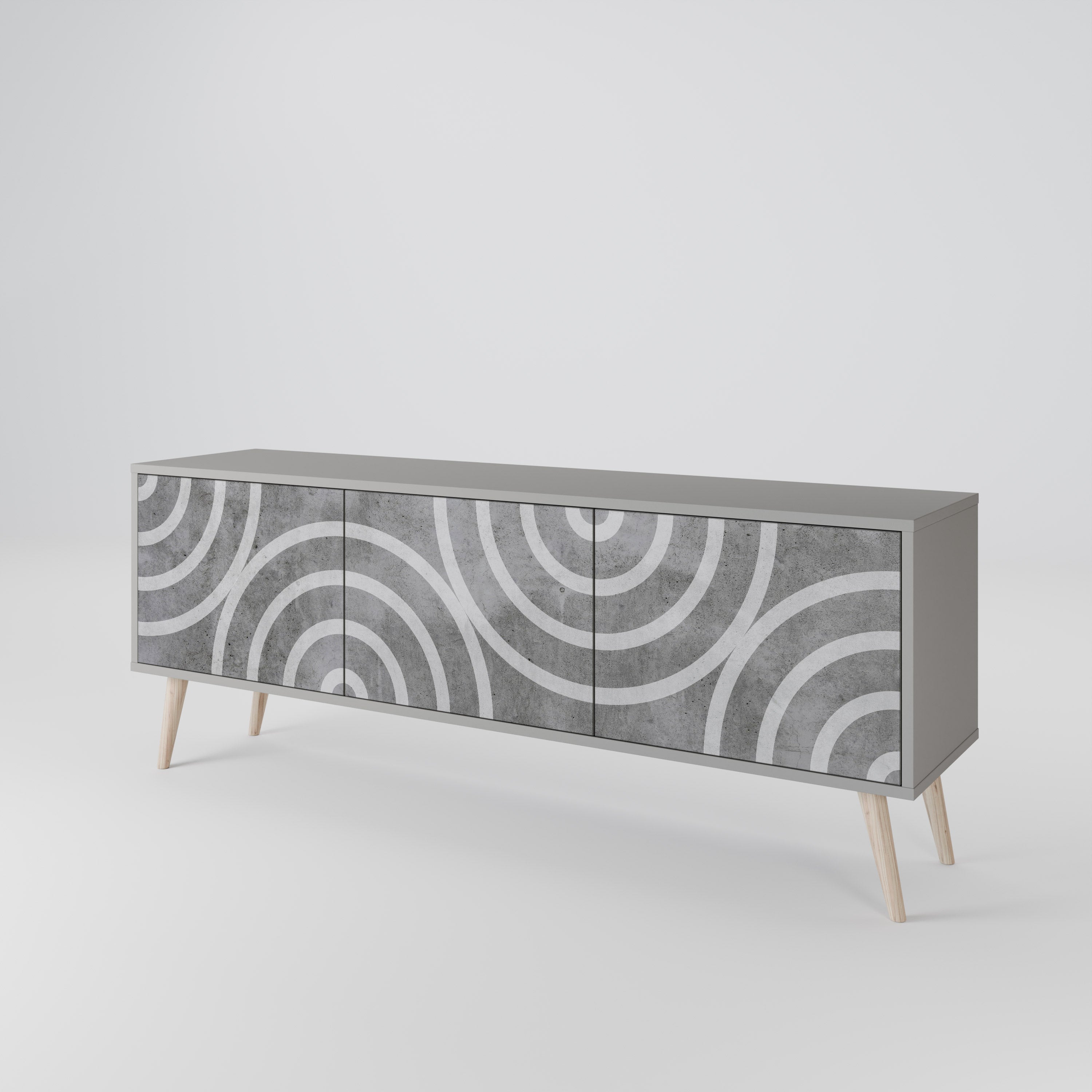 CIRCLE CONCRETE Třídveřový TV stolek