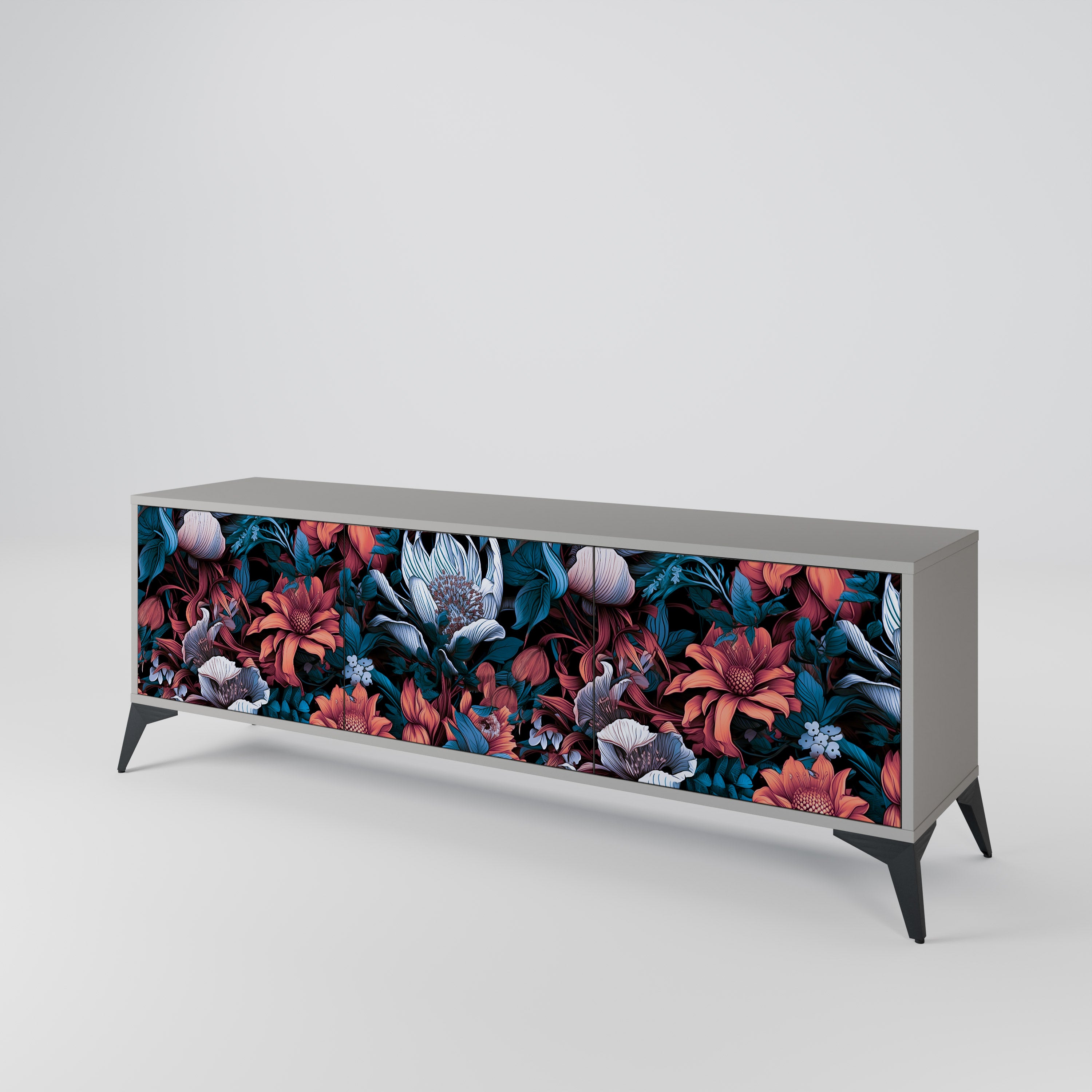 ETHEREAL BLOSSOMS Mueble de TV de 3 Puertas
