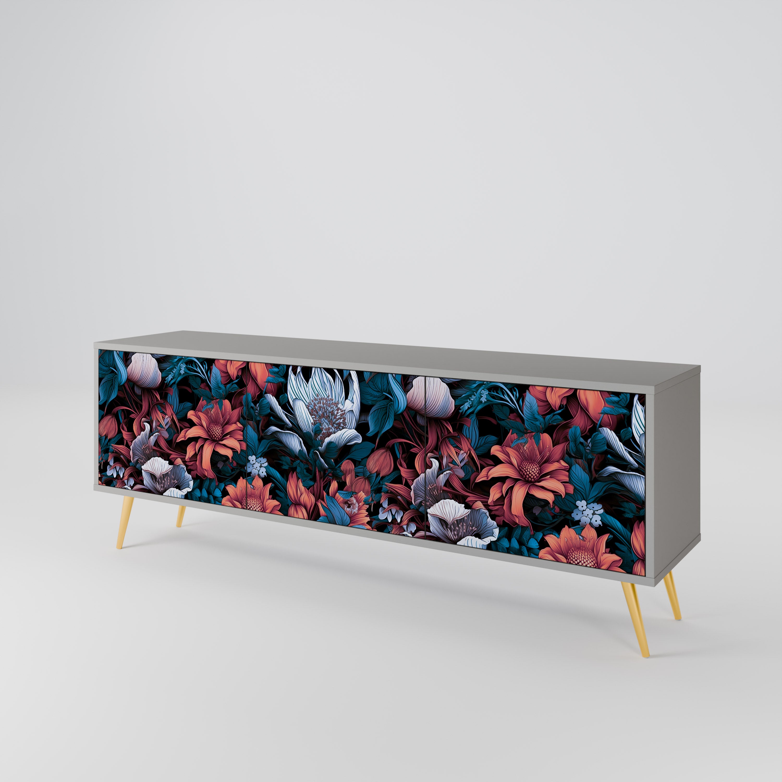 ETHEREAL BLOSSOMS Mueble de TV de 3 Puertas