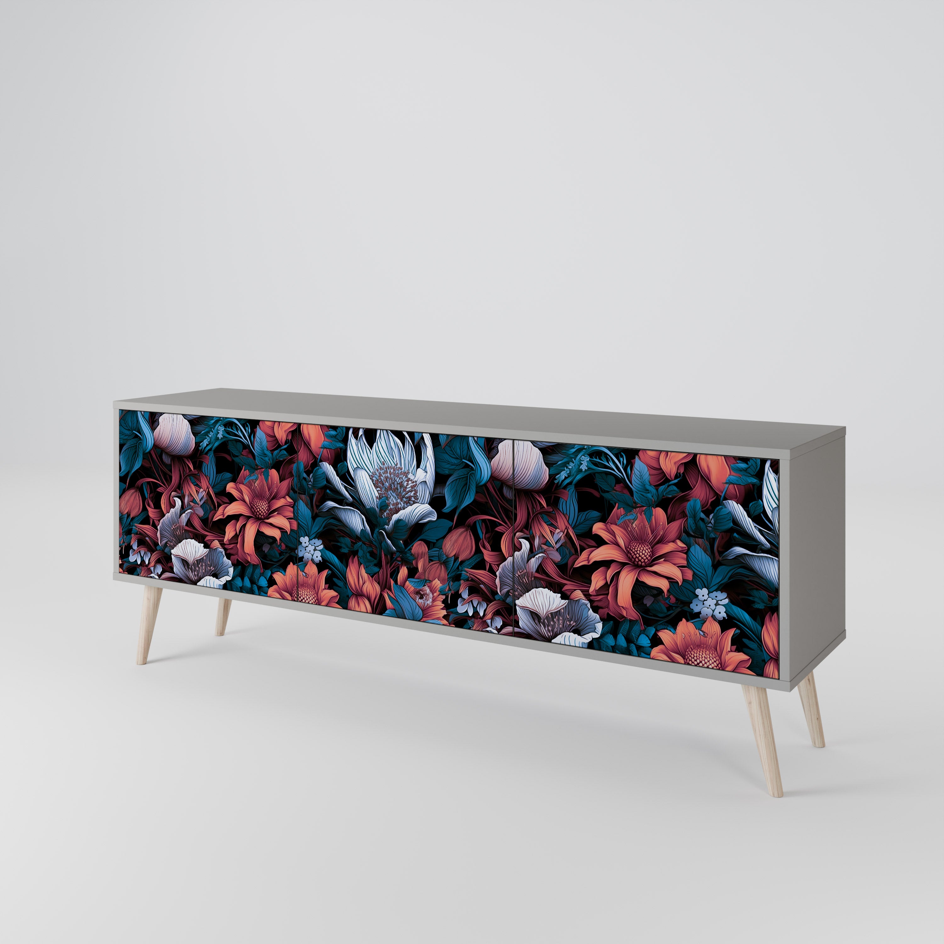 ETHEREAL BLOSSOMS Mueble de TV de 3 Puertas