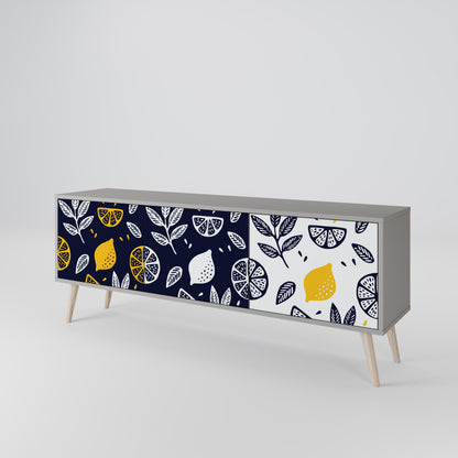 CITRUS BLACK AND WHITE Mueble de TV de 3 Puertas