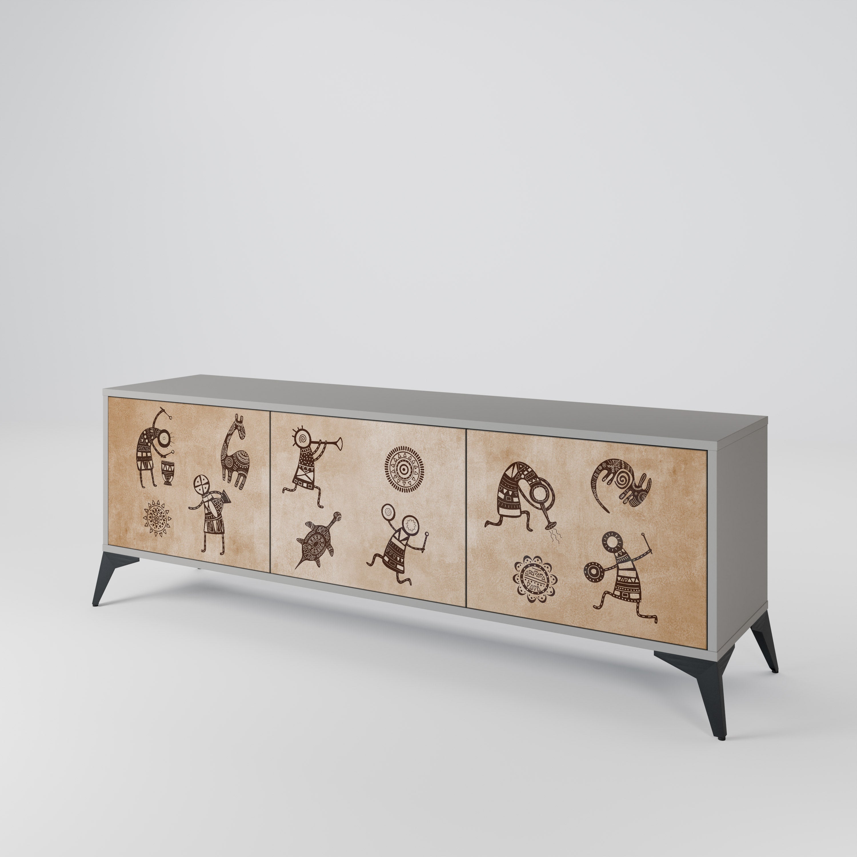 AFRICAN STYLE Třídveřový TV stolek