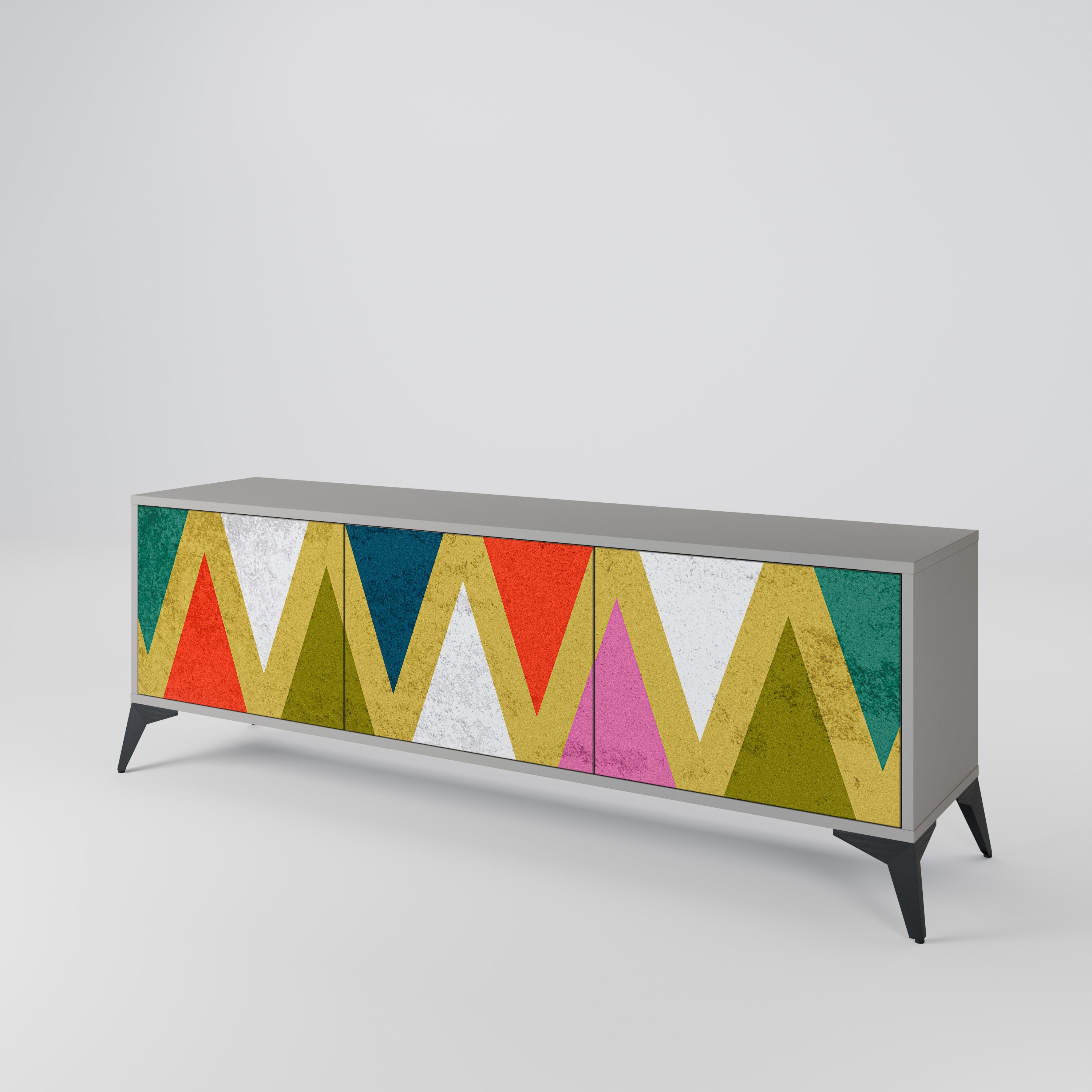 COLORFUL TRIANGLES 3-türiges TV-Lowboard