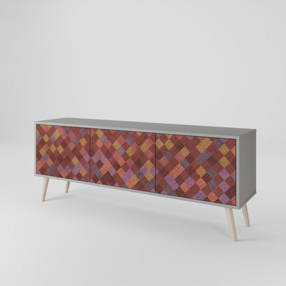PAINTED SQUARES 3-Door TV Cabinet