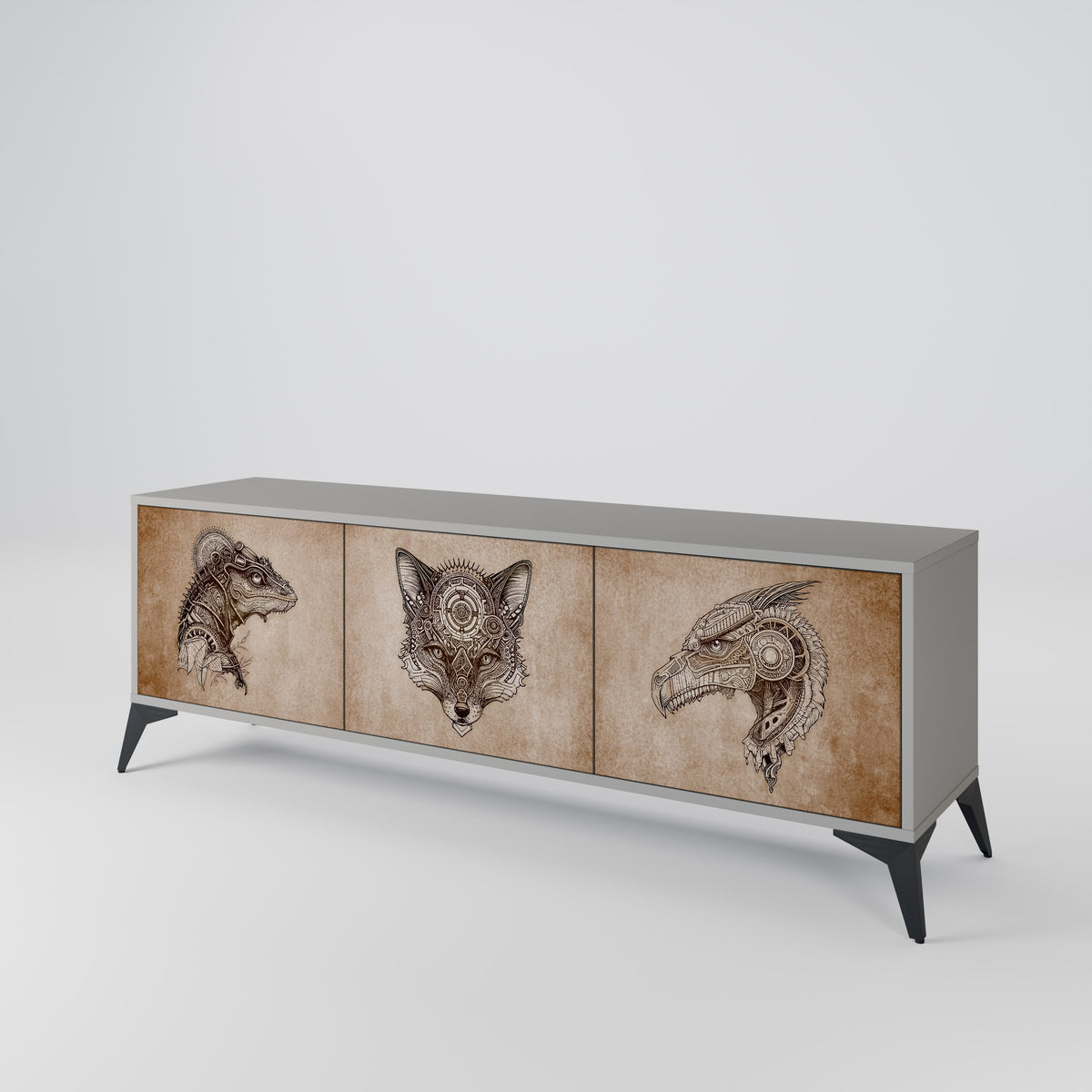 STEAMPUNK CLAN 3-türiges TV-Lowboard