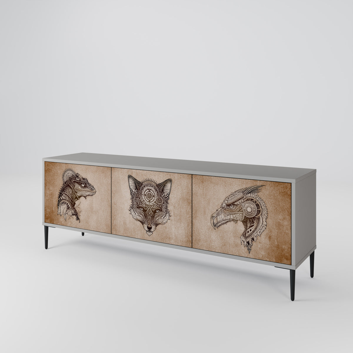 STEAMPUNK CLAN 3-türiges TV-Lowboard