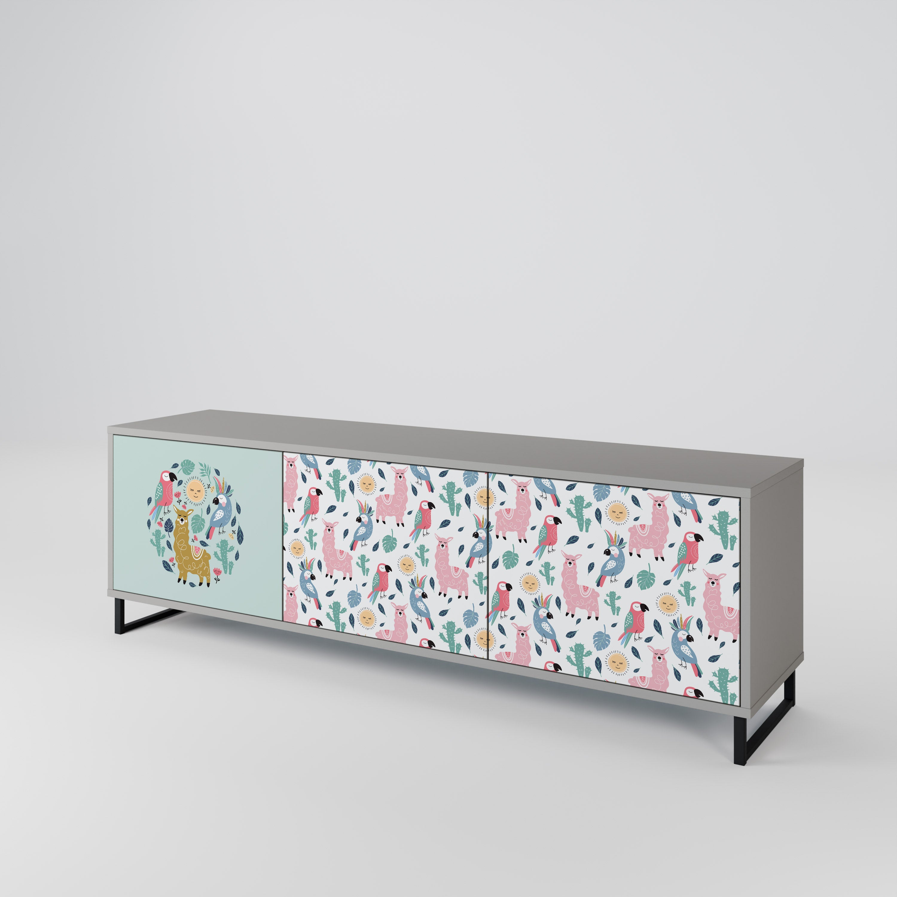 COLORFUL ALPACAS 3-Door TV Cabinet