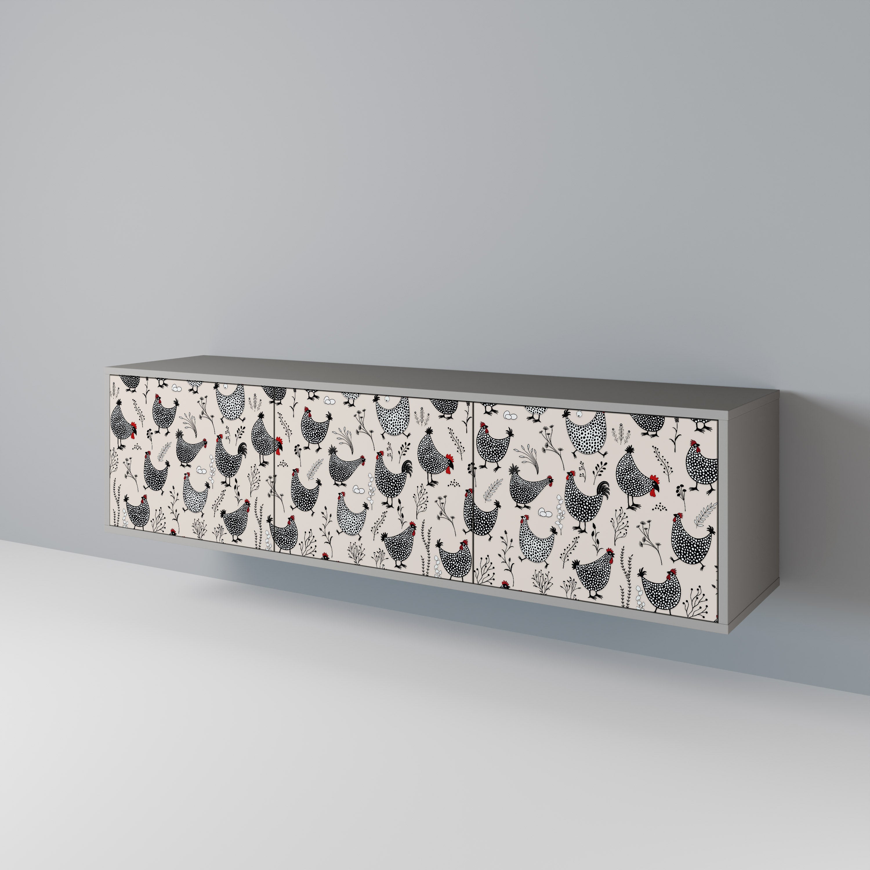 HAPPY HENS 3-Door TV Cabinet