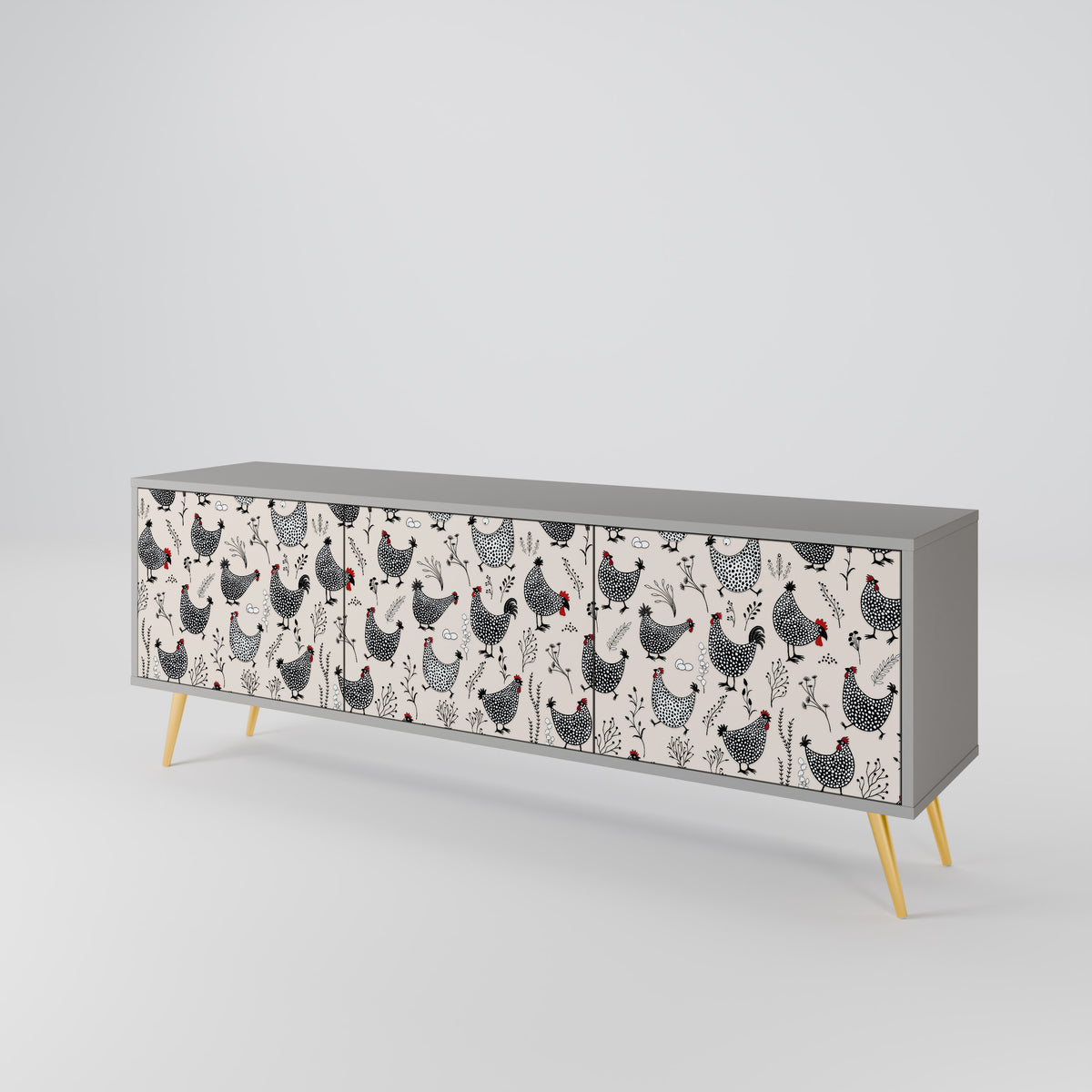 HAPPY HENS 3-türiges TV-Lowboard