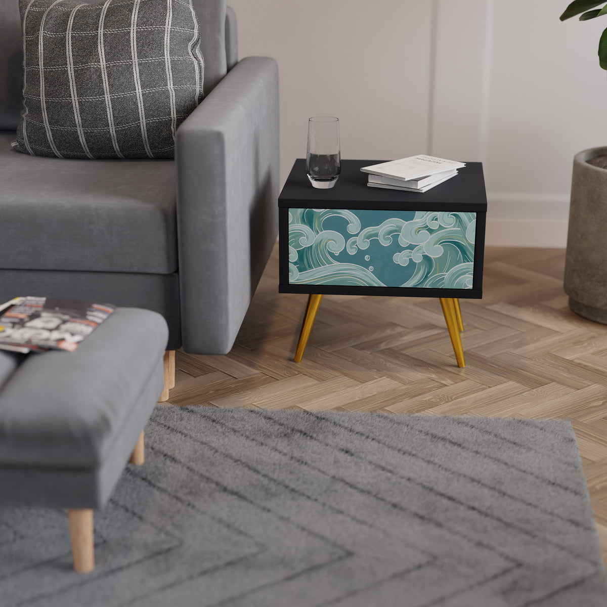 ASIAN SWAY Mesa de Cabeceira com Gaveta