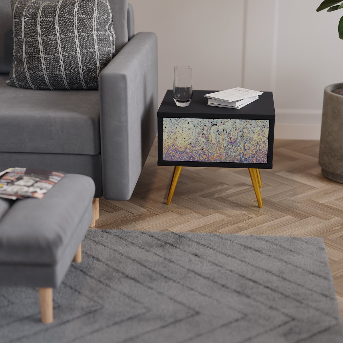 MOSAIC OF COLORS Nightstand with Drawer