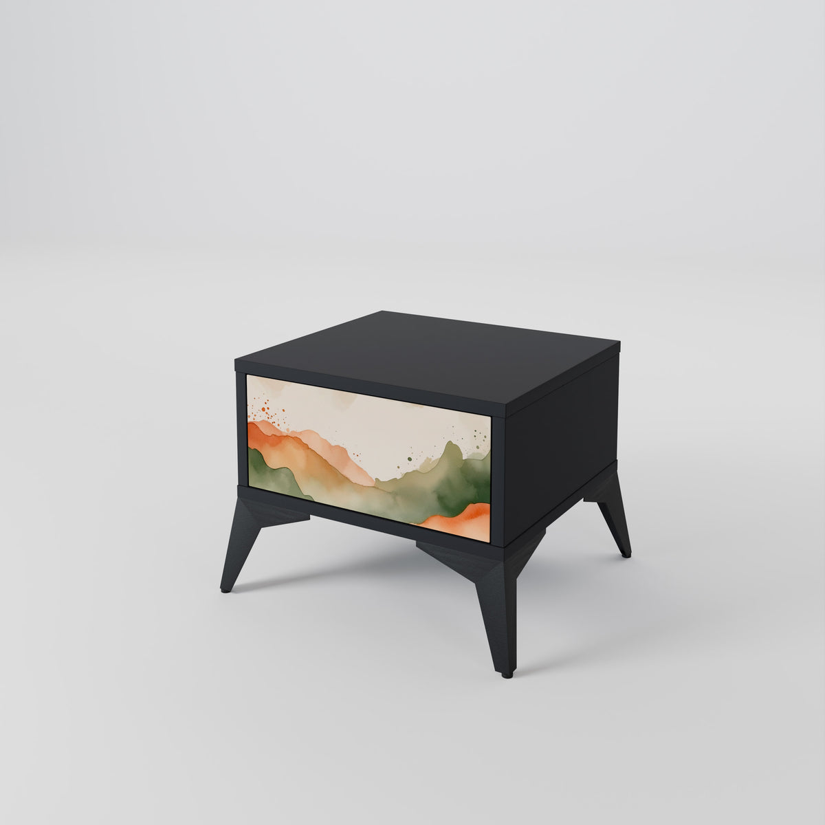 WATERCOLOUR PEAKS Nightstand with Drawer