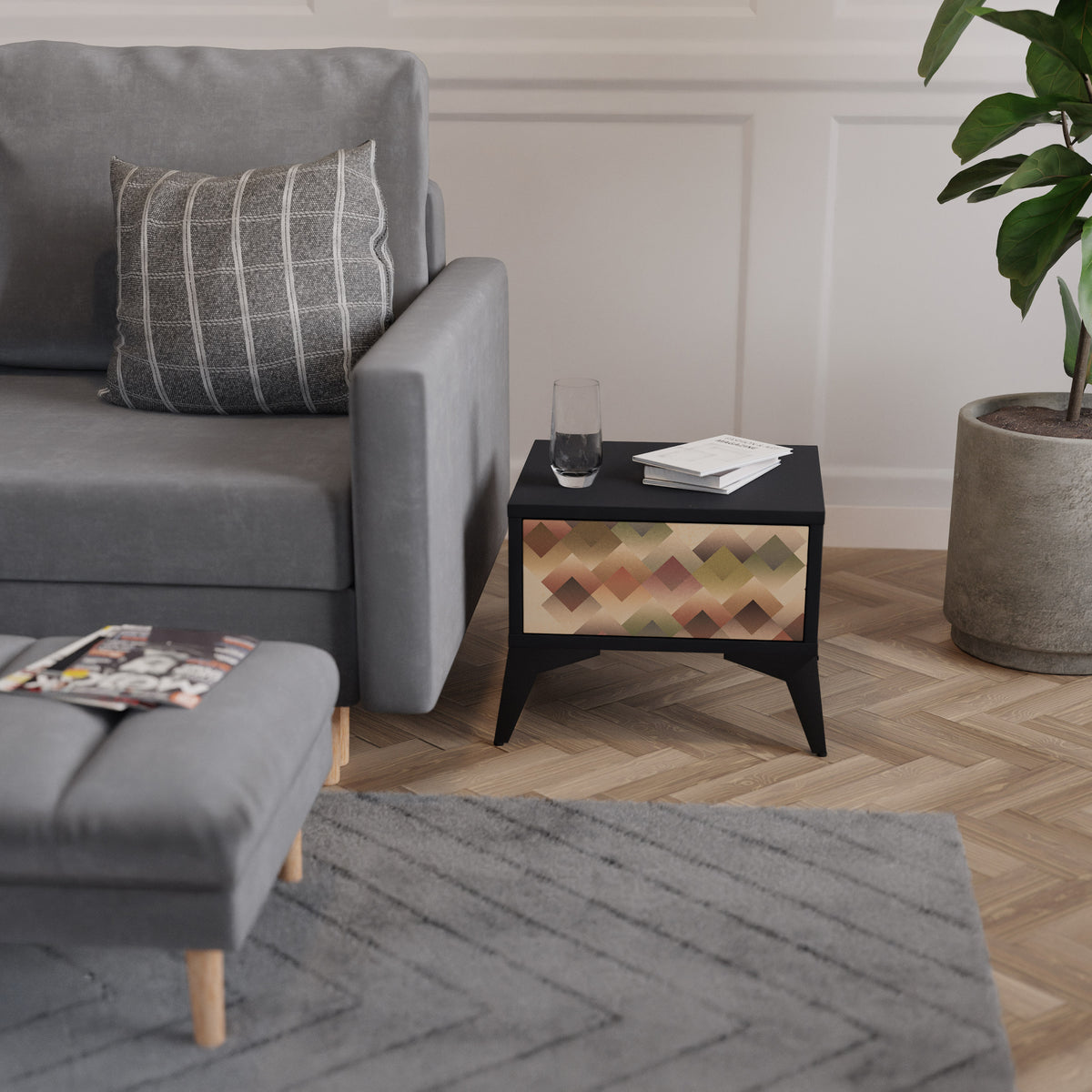 GEOMETRIC FUSION Nightstand with Drawer