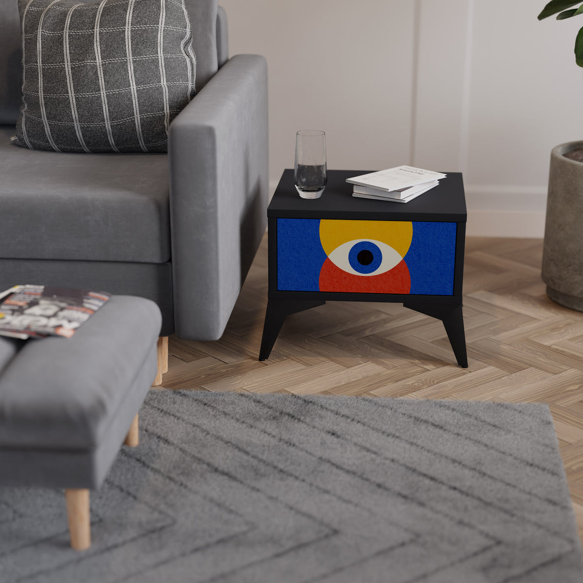 GEOMETRIC EYES Nightstand with Drawer