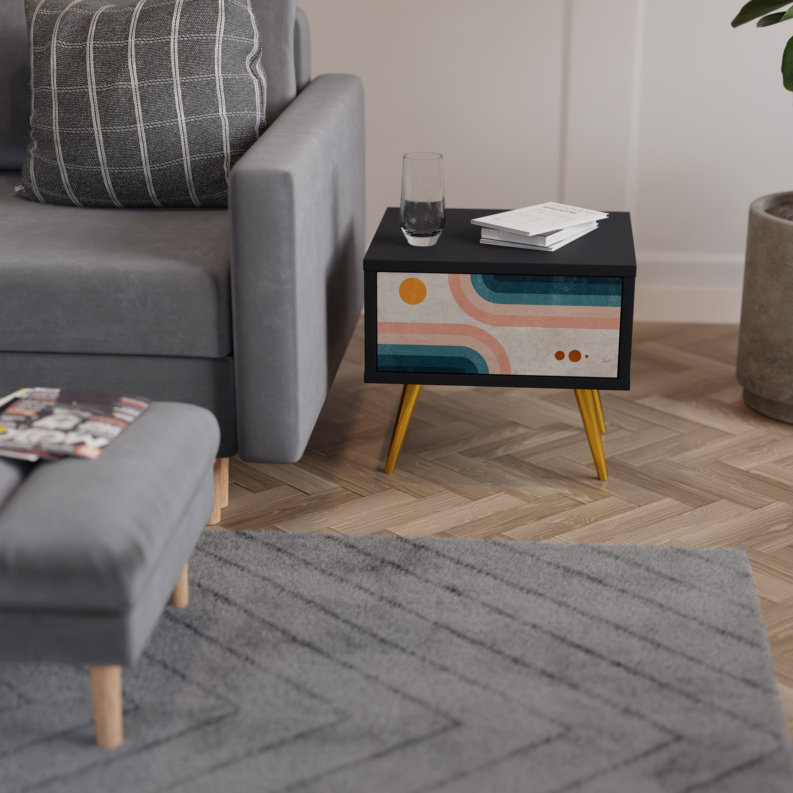 TWO HALVES Κομοδίνο με συρτάρι