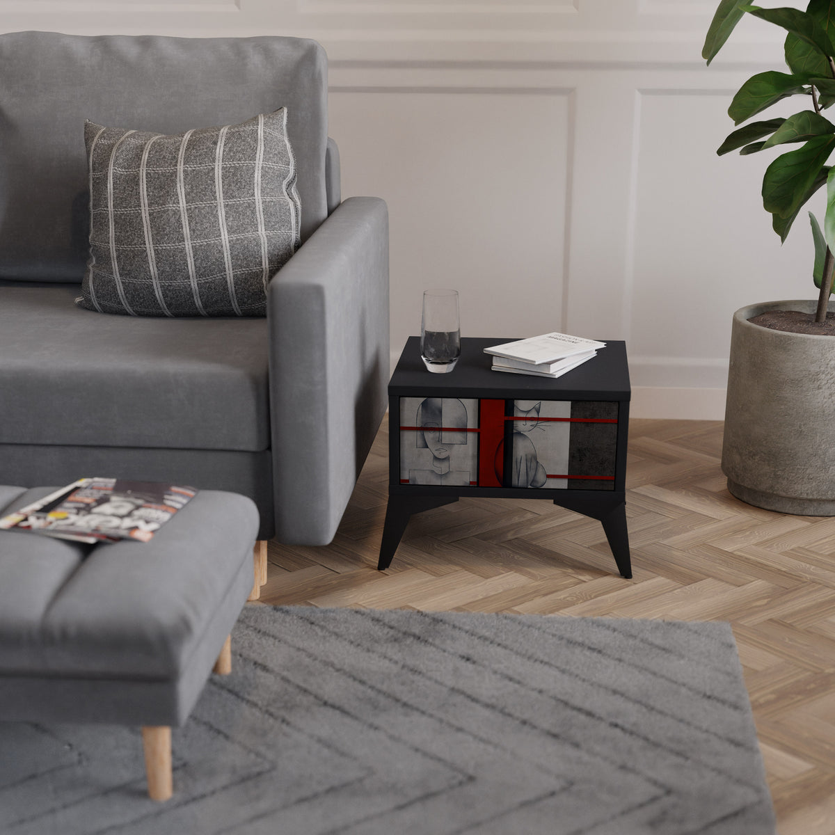 GRAY FIGURES Κομοδίνο με συρτάρι