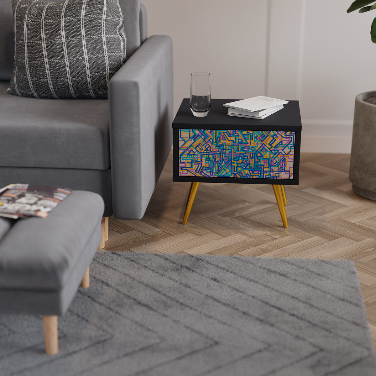 MEMORIES MAP Κομοδίνο με συρτάρι