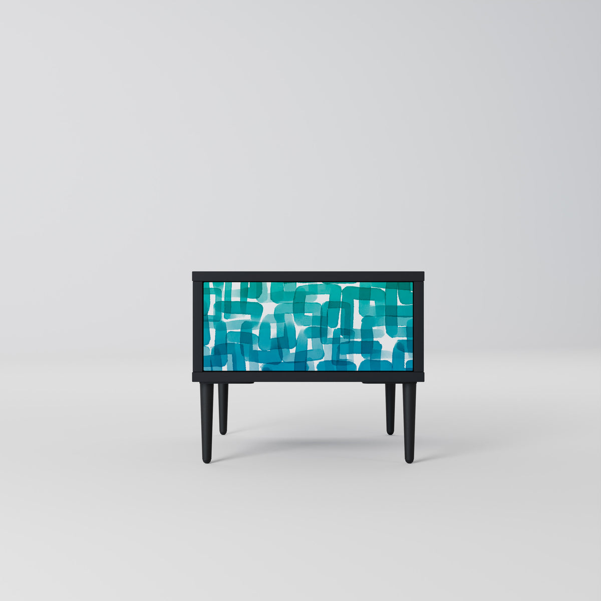 TURQUOISE RECTANGLES Nightstand with Drawer