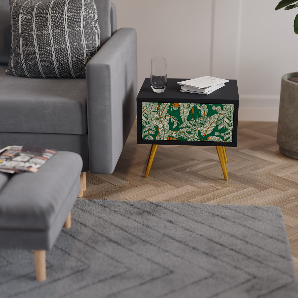 VERDANT PLEASURES Nightstand with Drawer