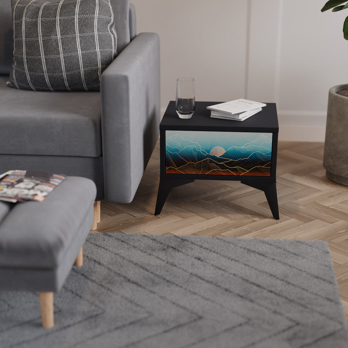 LUNAR SECRETS Nightstand with Drawer