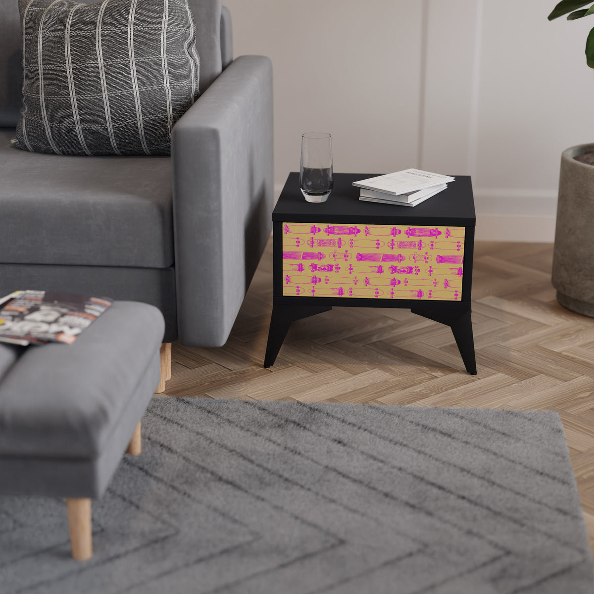 SKATEBOARD ARTISTRY Nightstand with Drawer