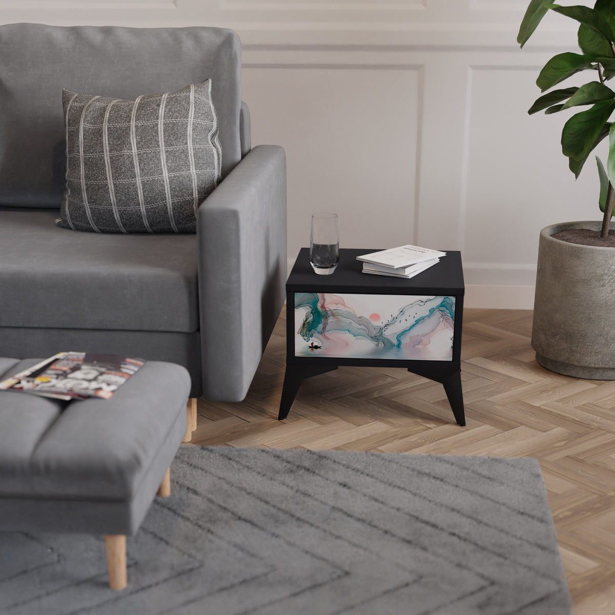VELVET CROSSING Nightstand with Drawer