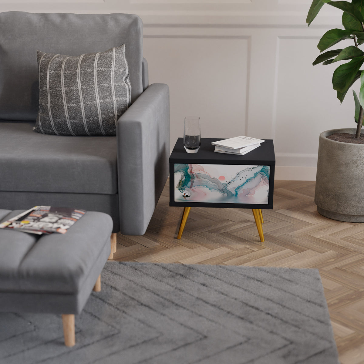 VELVET CROSSING Nightstand with Drawer