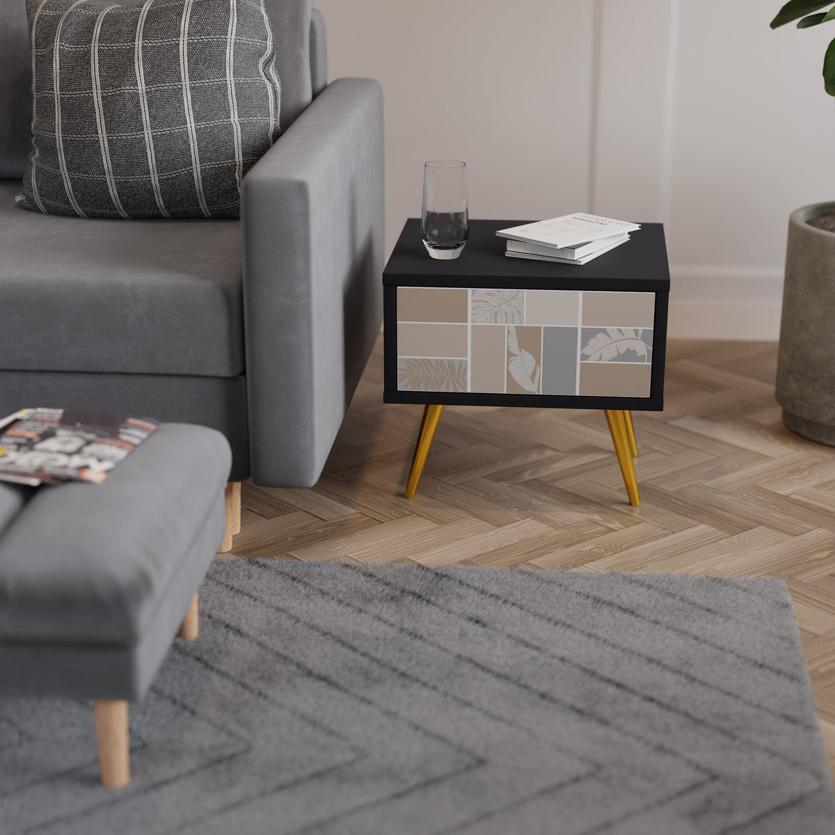 TROPICAL SHAPES Nightstand with Drawer