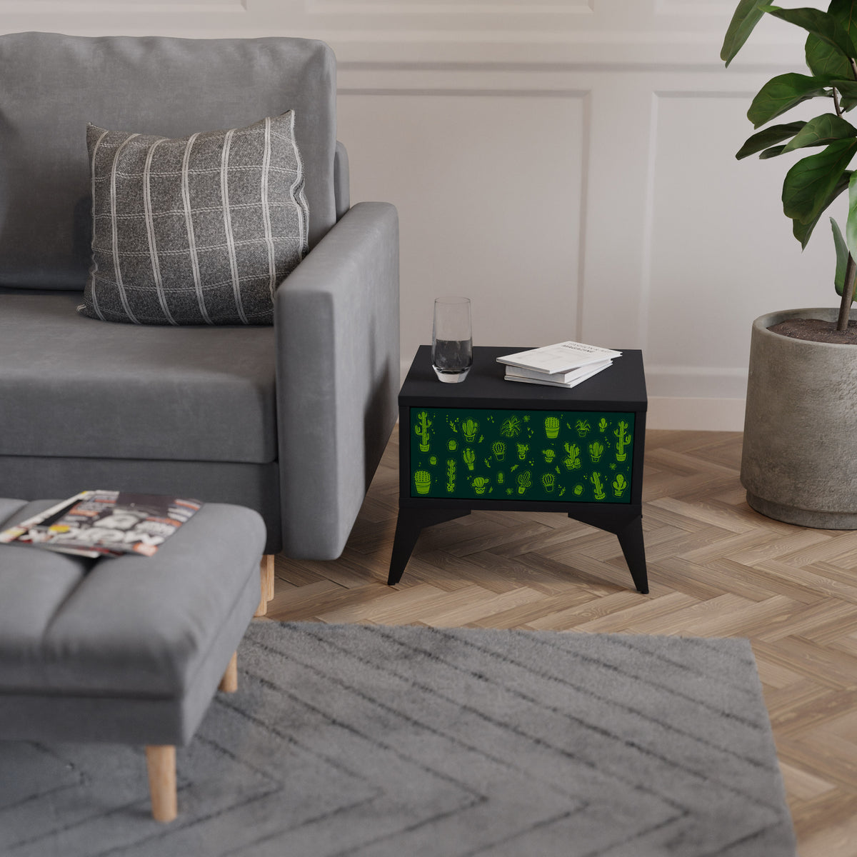 DESERT GREEN Nightstand with Drawer