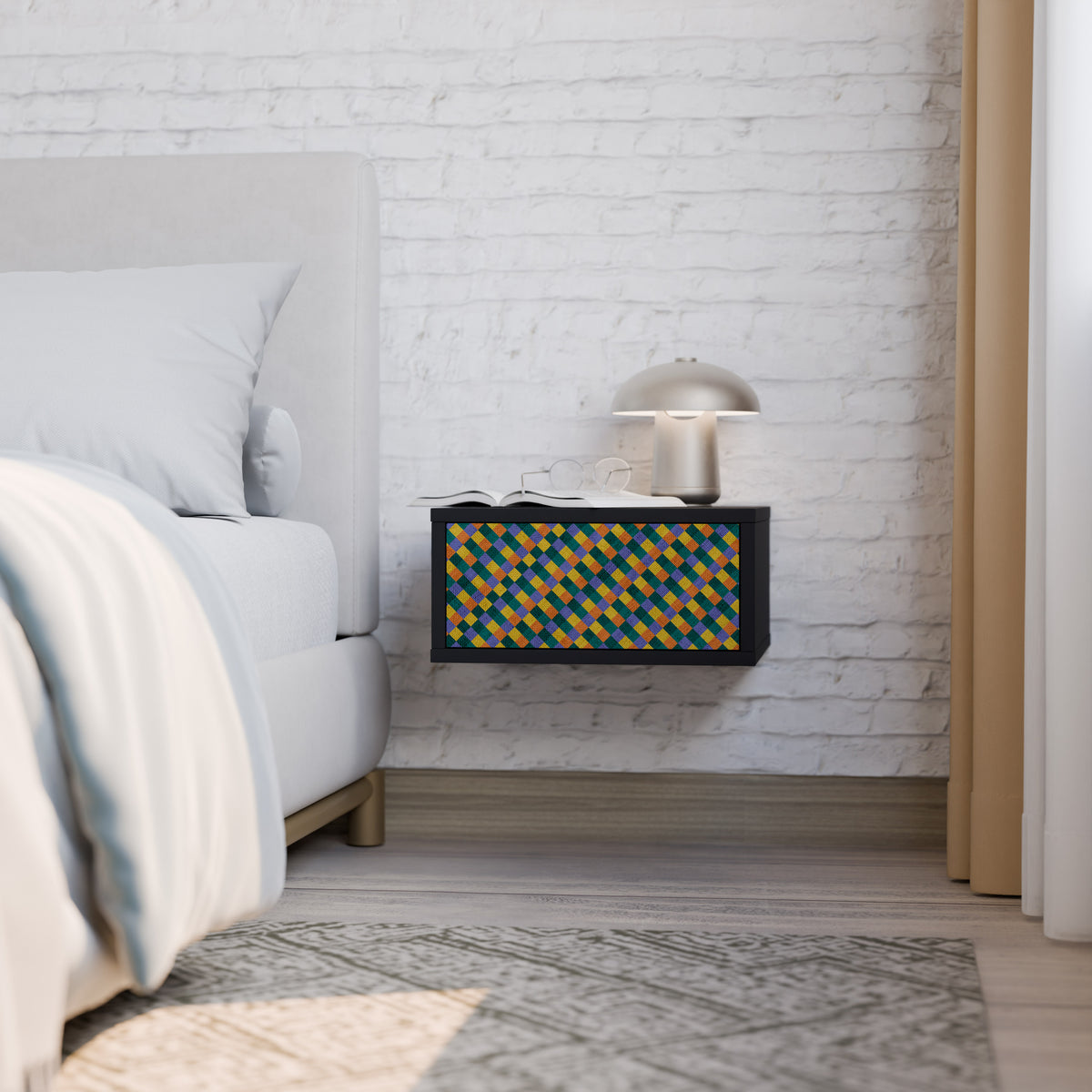 PAINTED SQUARES MIX Nightstand with Drawer