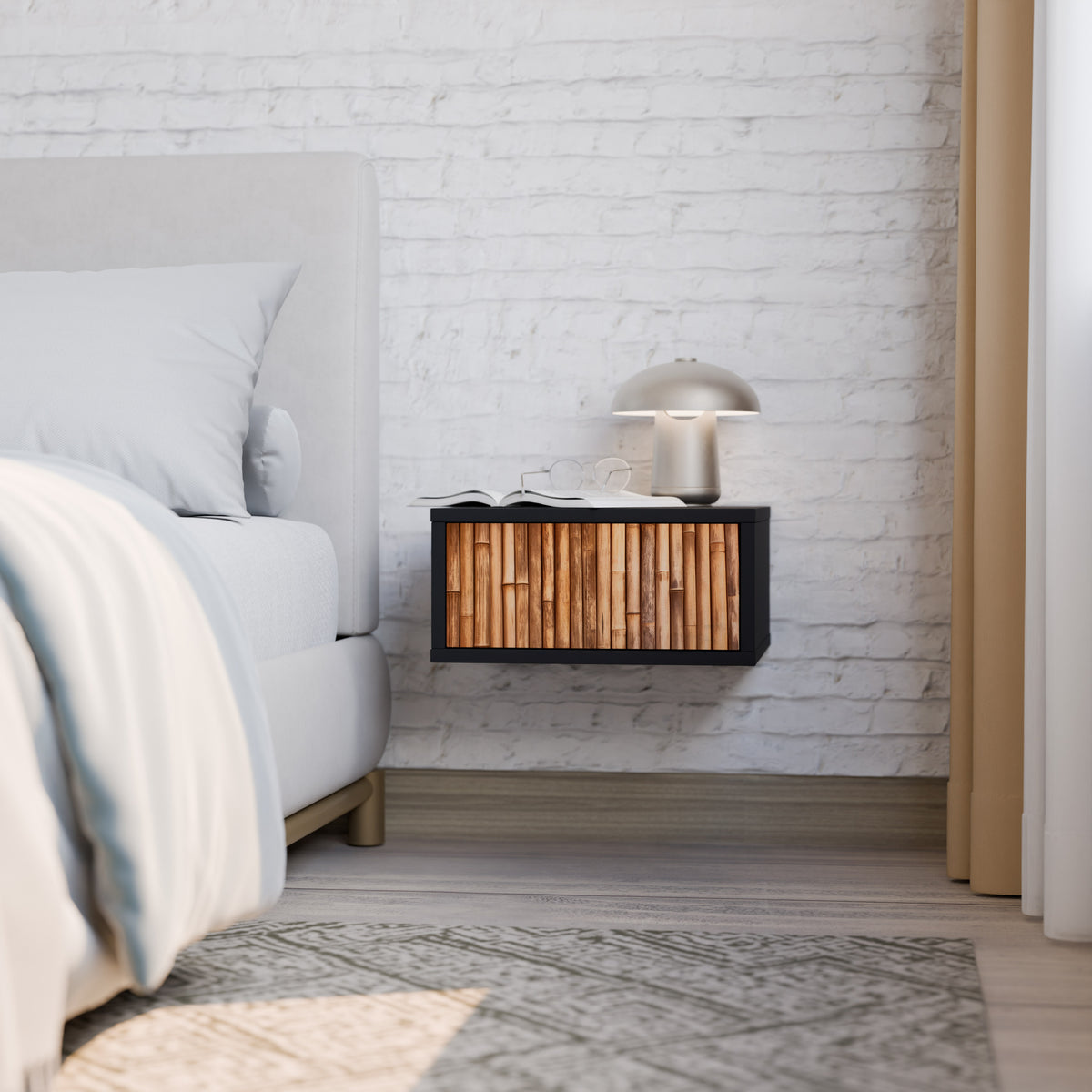 NATURAL WOOD Nightstand with Drawer
