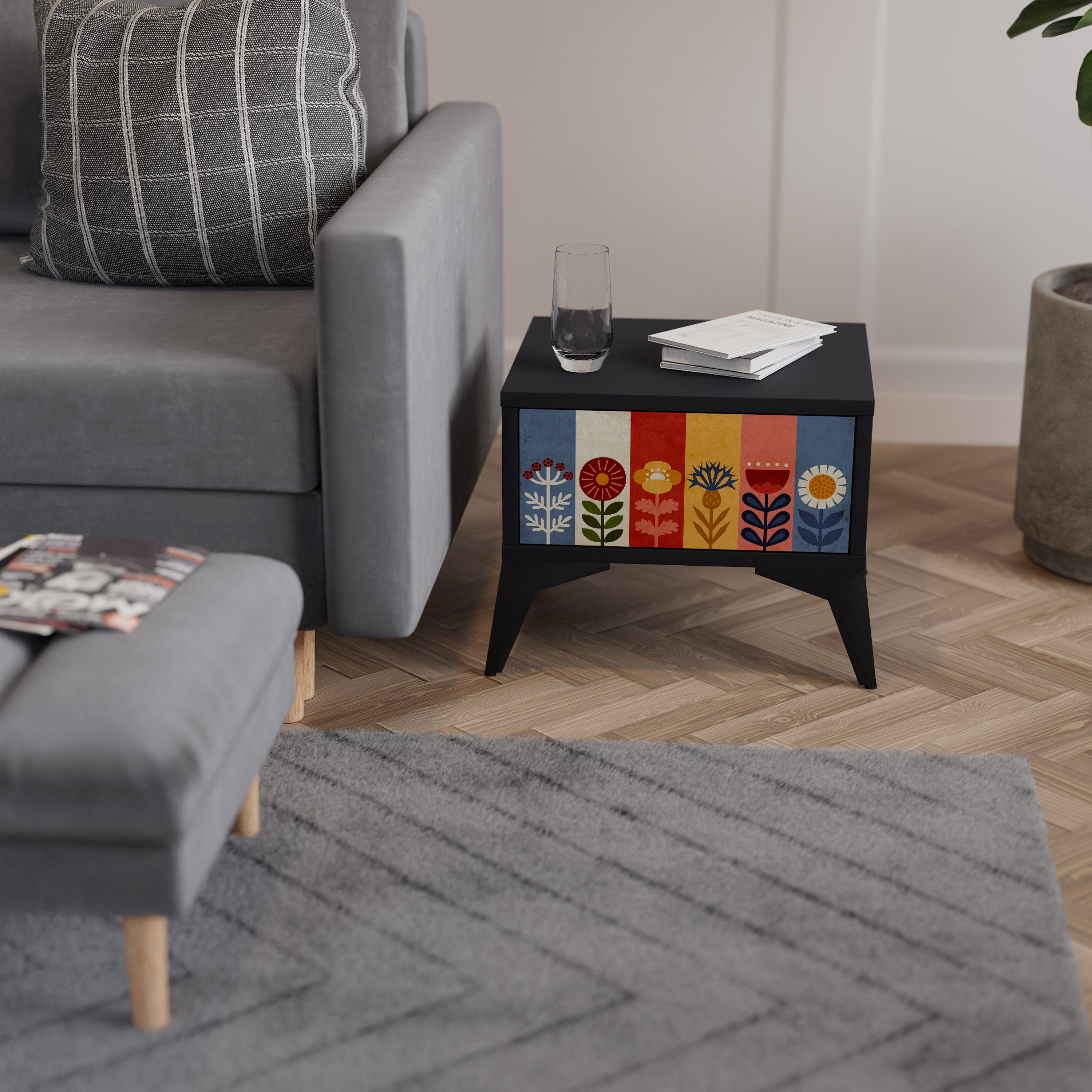 SCANDIC FLOWERET Κομοδίνο με συρτάρι