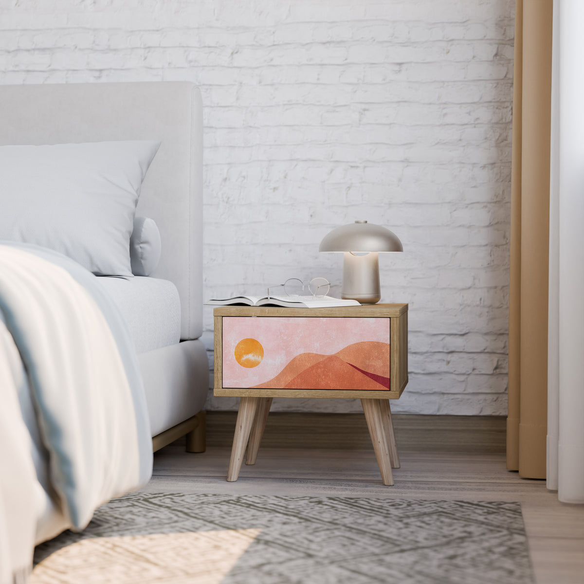 LUMINOUS SUNLIGHT Nightstand with Drawer