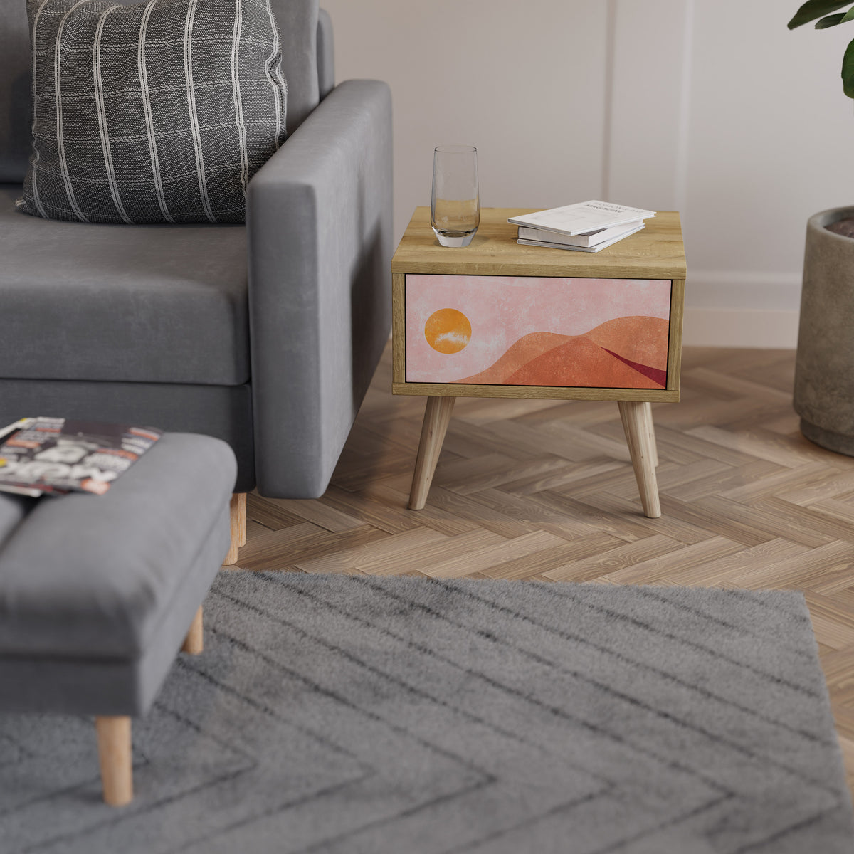 LUMINOUS SUNLIGHT Nightstand with Drawer