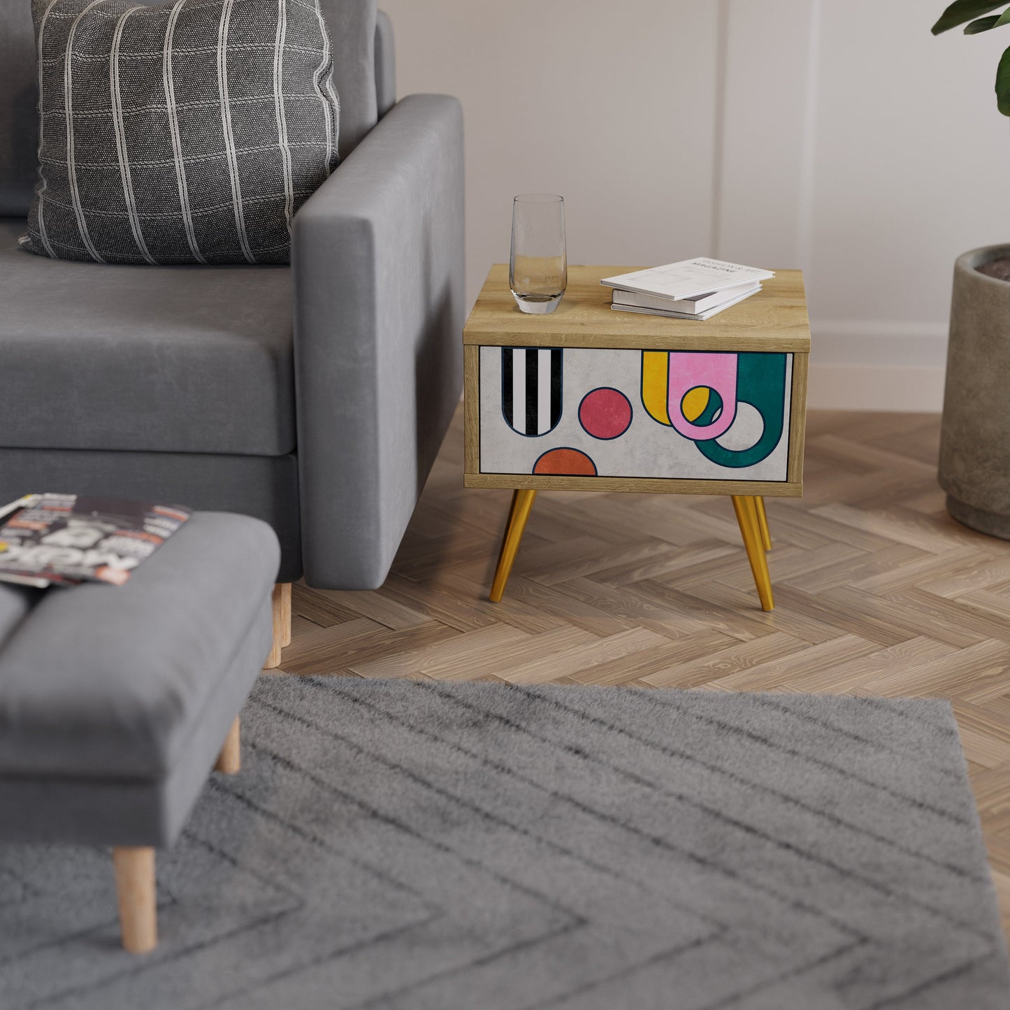 COOL STORY Nightstand in Oak Effect