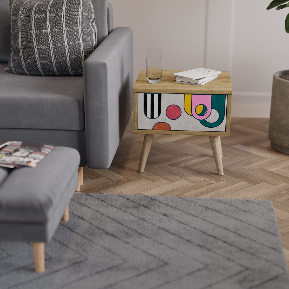 COOL STORY Nightstand with Drawer