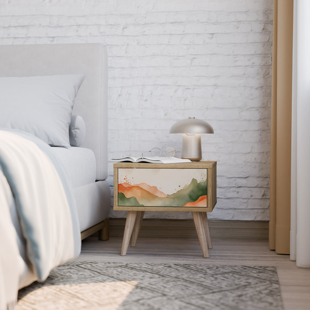 WATERCOLOUR PEAKS Nightstand with Drawer