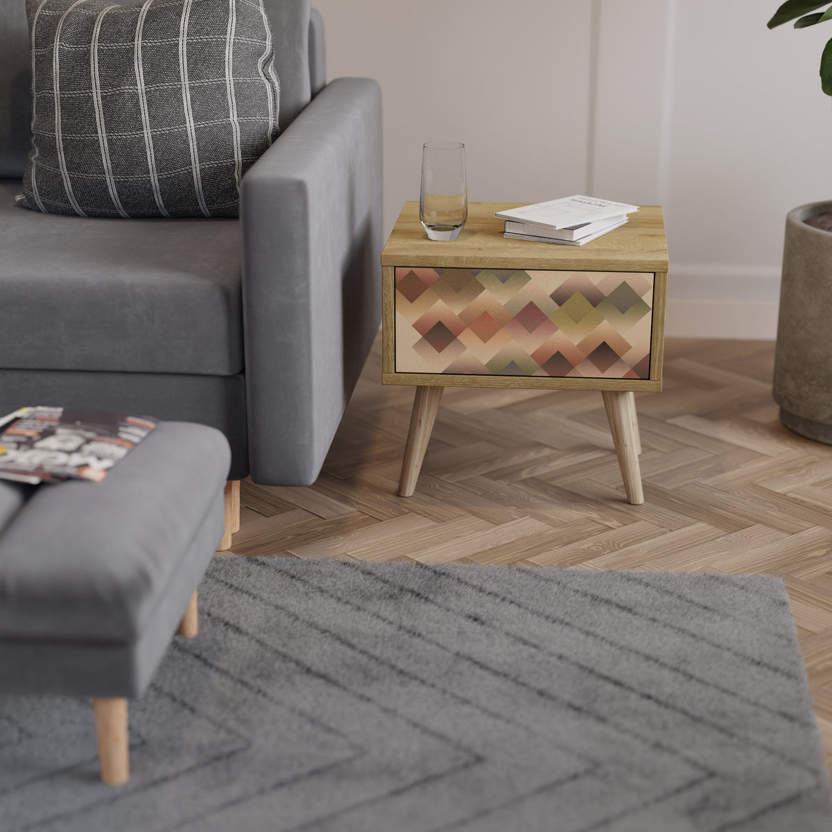 GEOMETRIC FUSION Nightstand with Drawer