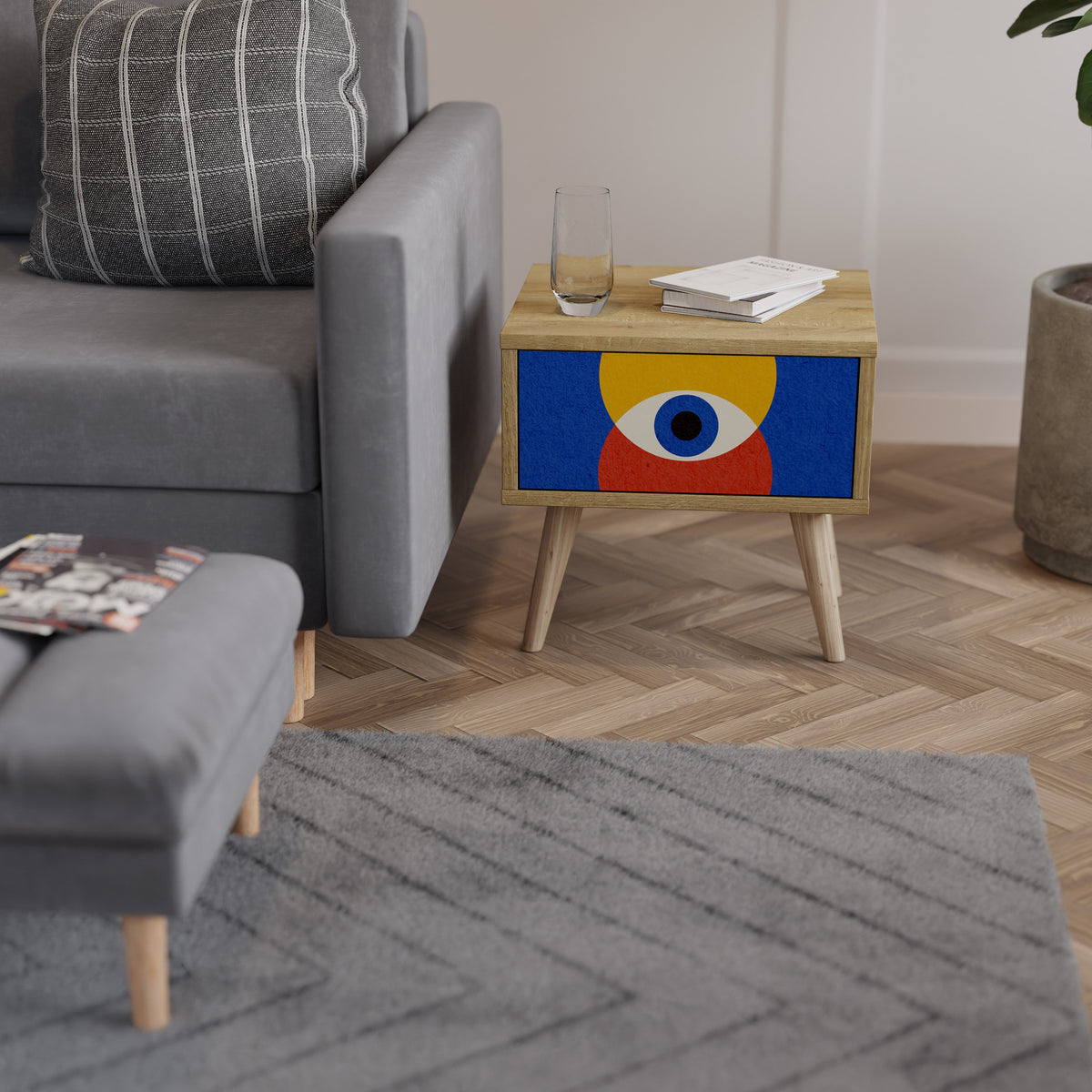 GEOMETRIC EYES Nightstand with Drawer