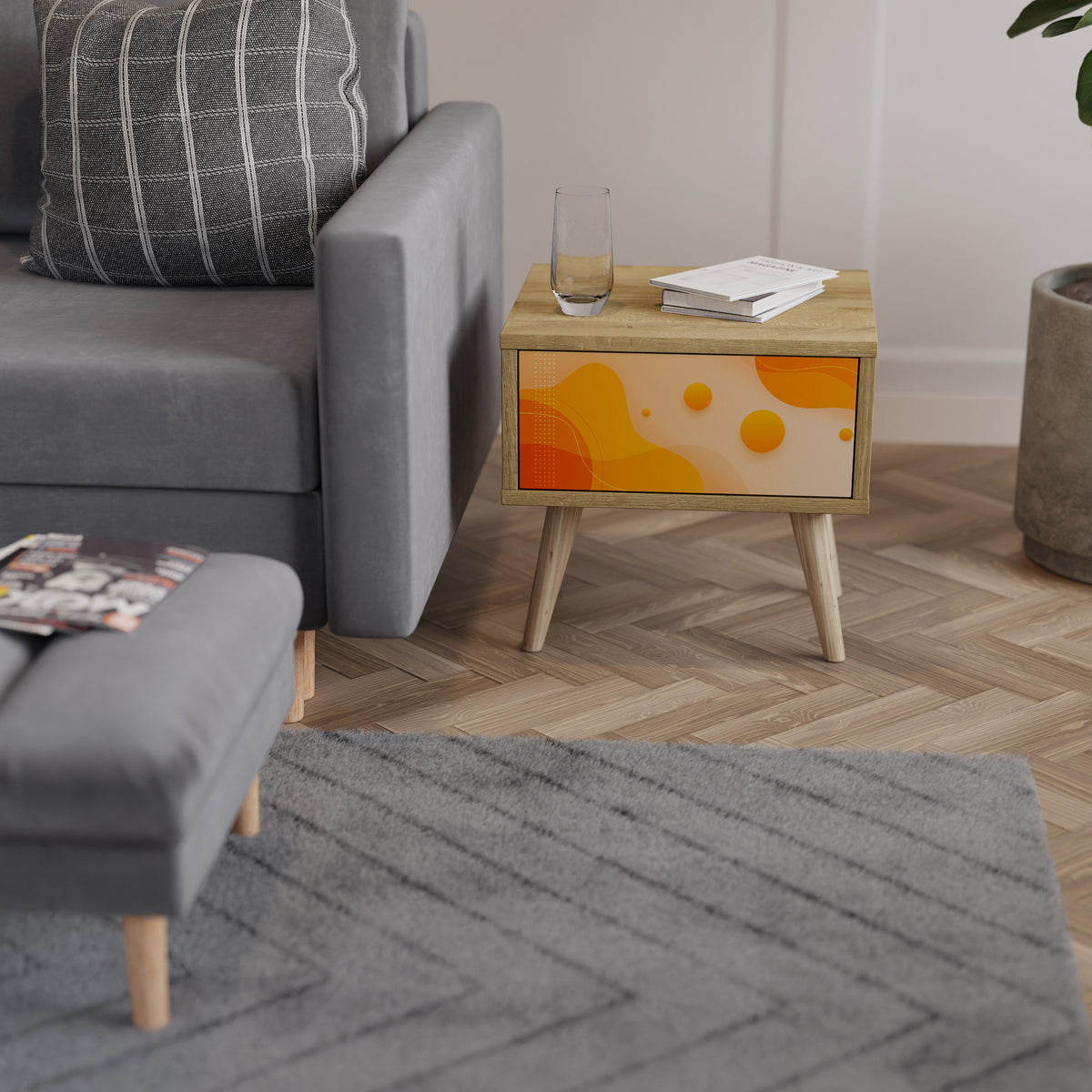 ORANGE ARRANGEMENT Κομοδίνο με συρτάρι