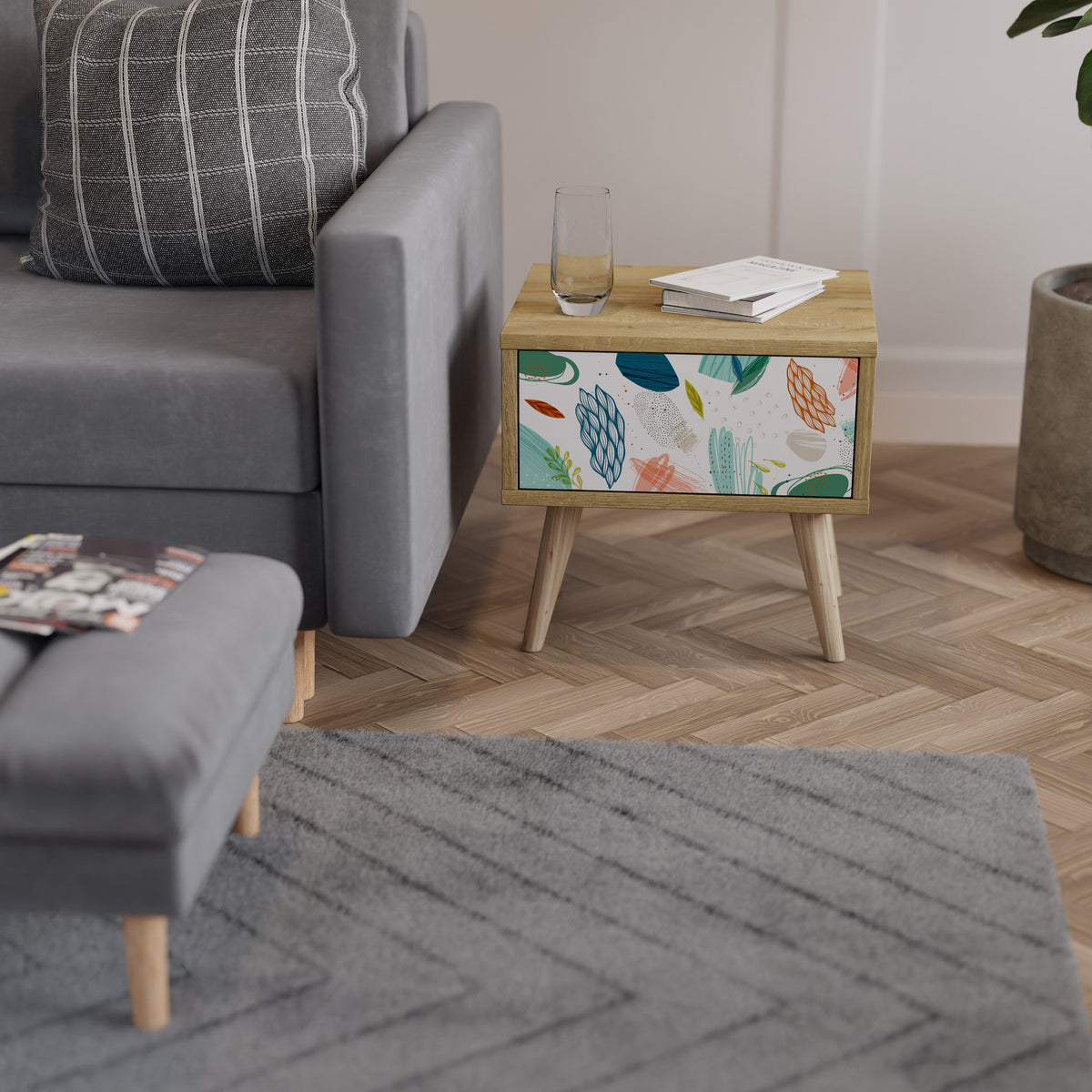 BOTANICAL HURRICANE Κομοδίνο με συρτάρι