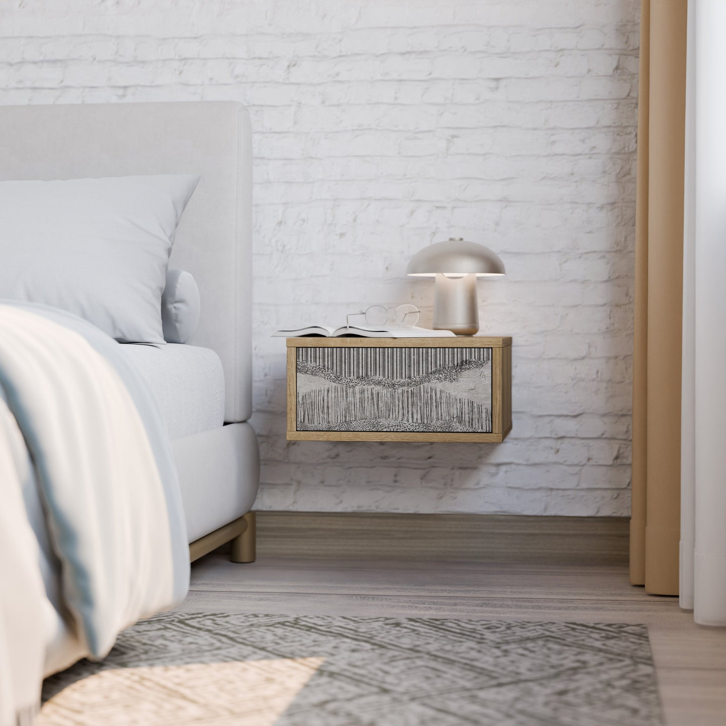 GRAIN LINES Nightstand in Oak Effect