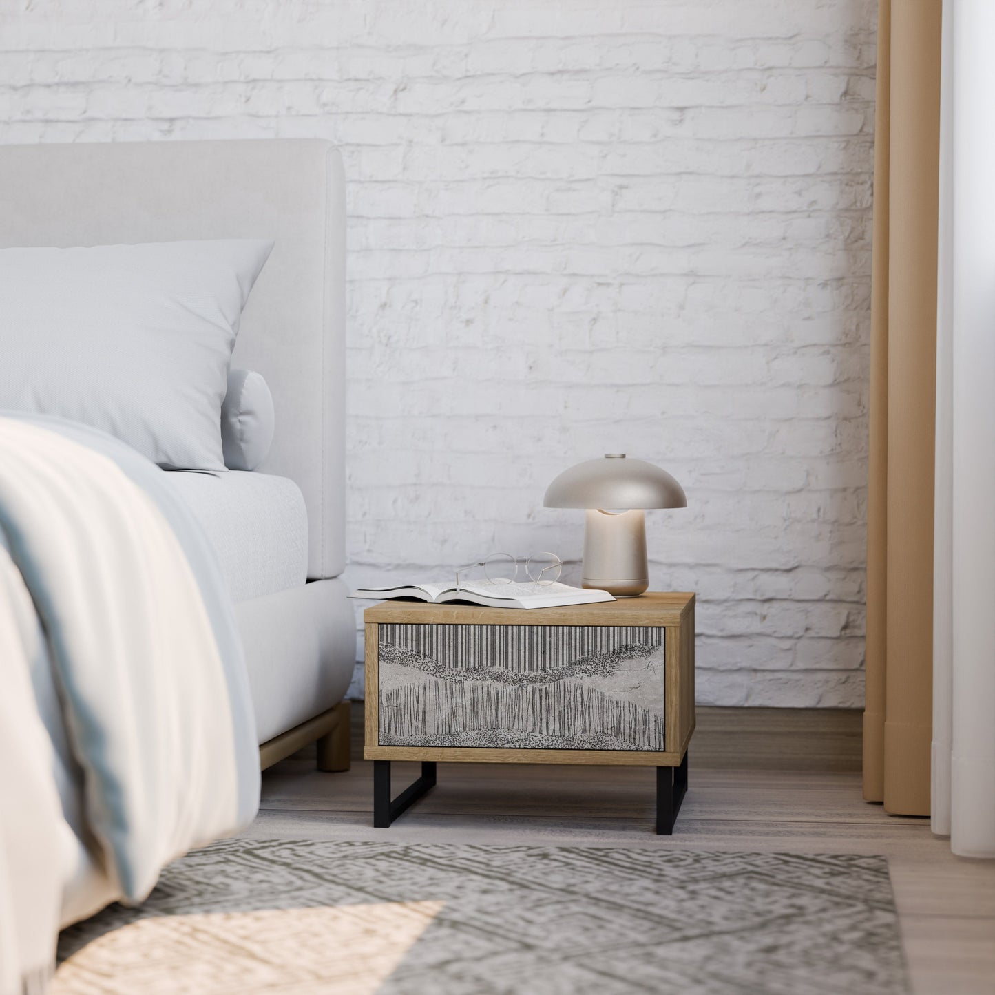 GRAIN LINES Nightstand in Oak Effect