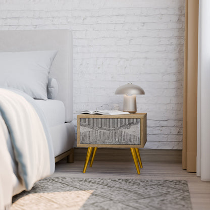 GRAIN LINES Nightstand in Oak Effect