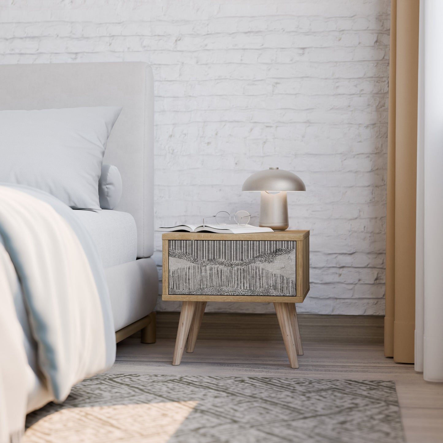 GRAIN LINES Nightstand in Oak Effect