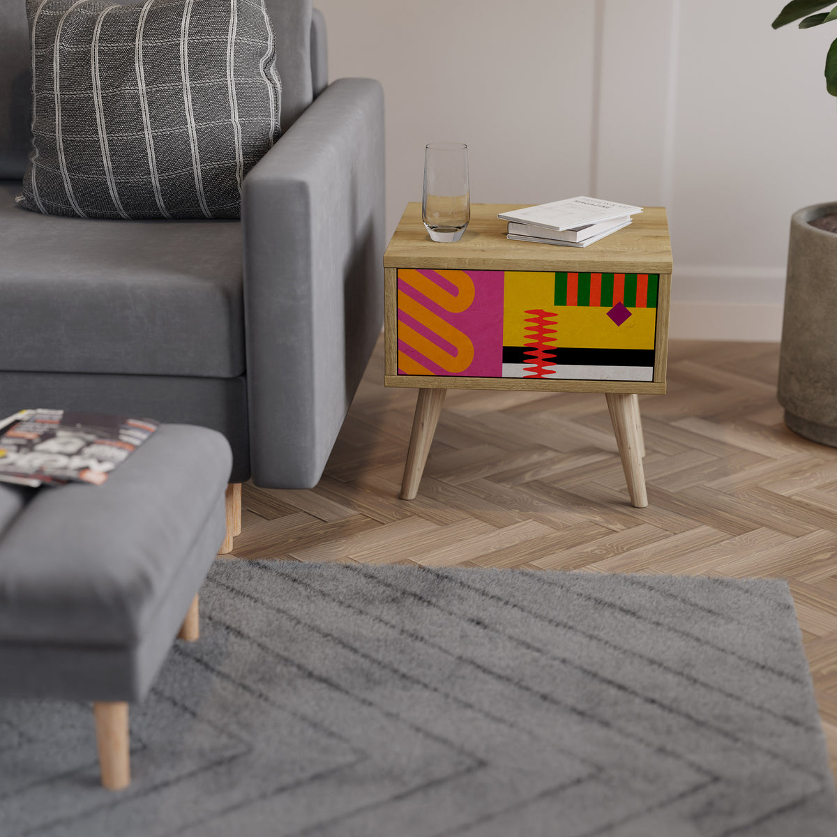 VIVID ART Κομοδίνο με συρτάρι