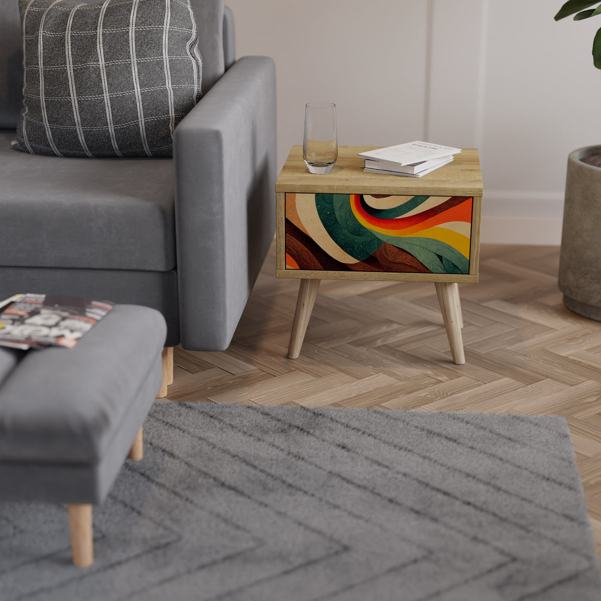 COLORFUL STRANDS Κομοδίνο με συρτάρι