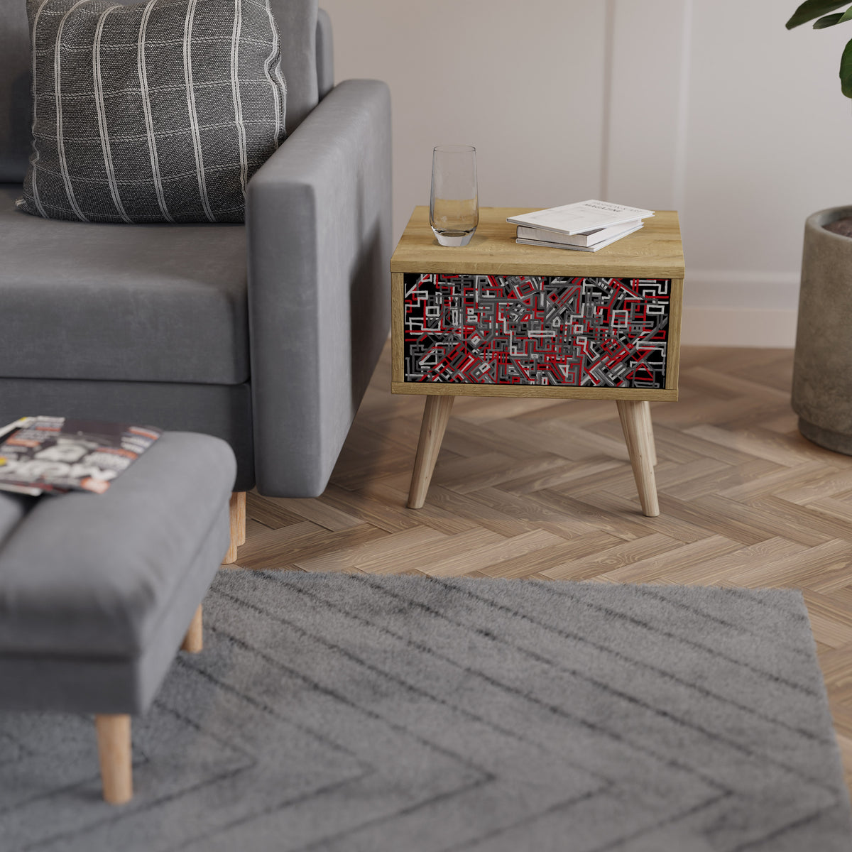 BROKEN LINES Κομοδίνο με συρτάρι